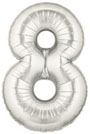 Number 8 Silver Mylar Balloon